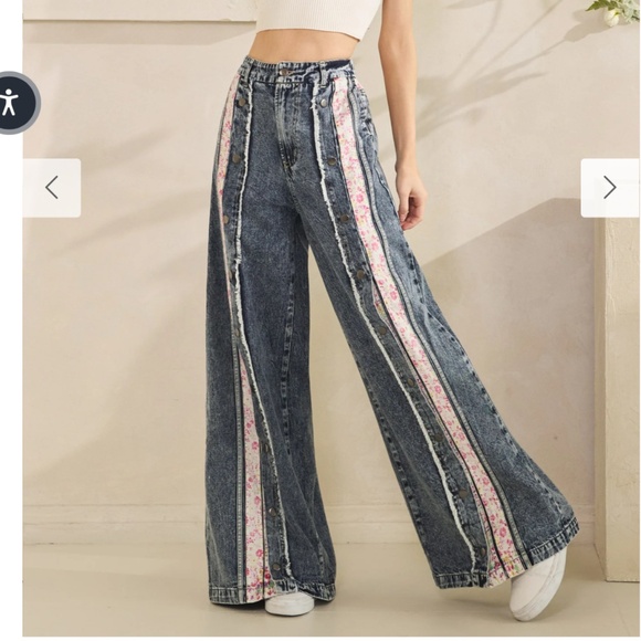 Oli and Hali “ Chrissy ” Oli & Hali Button Down Wide Leg Denim Pants 57A - Picture 2 of 8